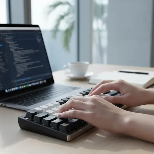 Hands on a keyboard programing