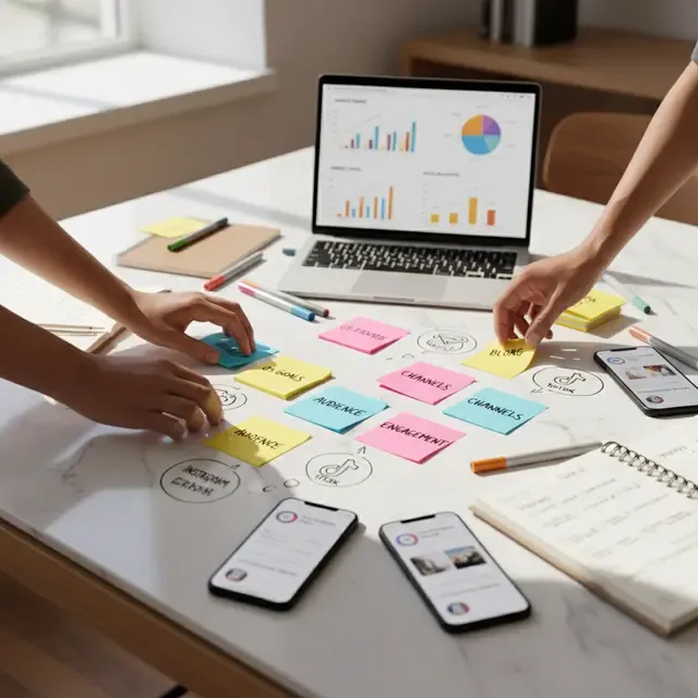 Strategy planning with post it notes